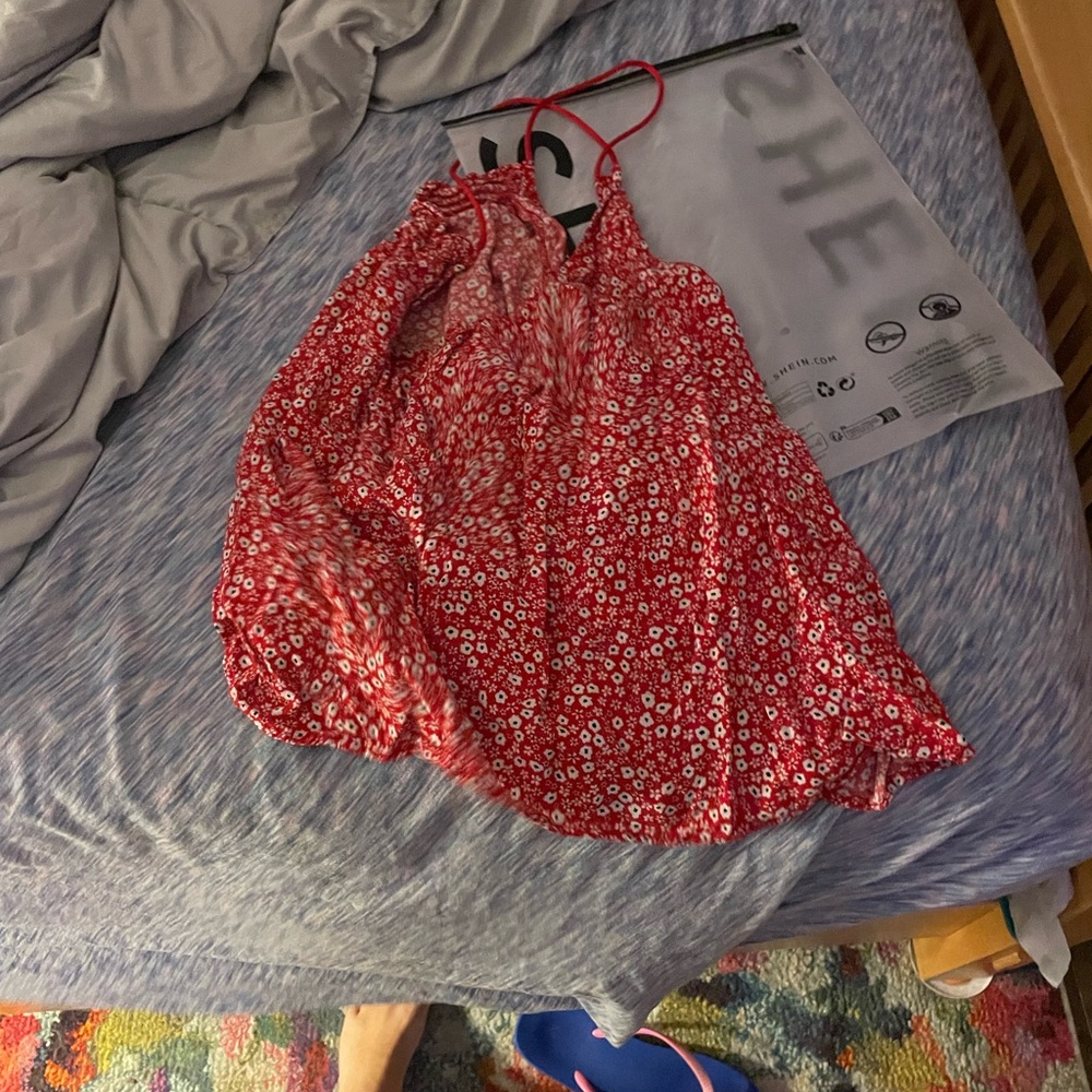 Red tank top with white flowers